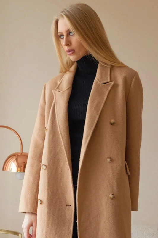 Camel Blazer Coat Cozy Women's Winter