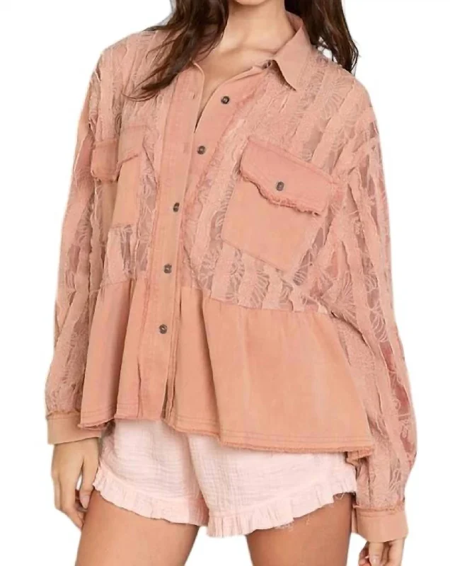 Lace Jacket With Frayed Edge In Blush Elegant Women's 