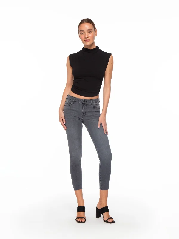 Bowery Crop Skinny w/Raw Hem in Carbon Minimalist Women's Casual
