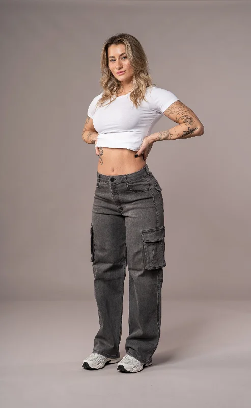Womens Cargo Fitjeans - Grey Minimalist Women's Casual