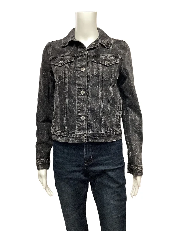 Levi Strauss Women's Jean Jacket Grey Black Stone Wash Size: S Relaxed Women's Beachy