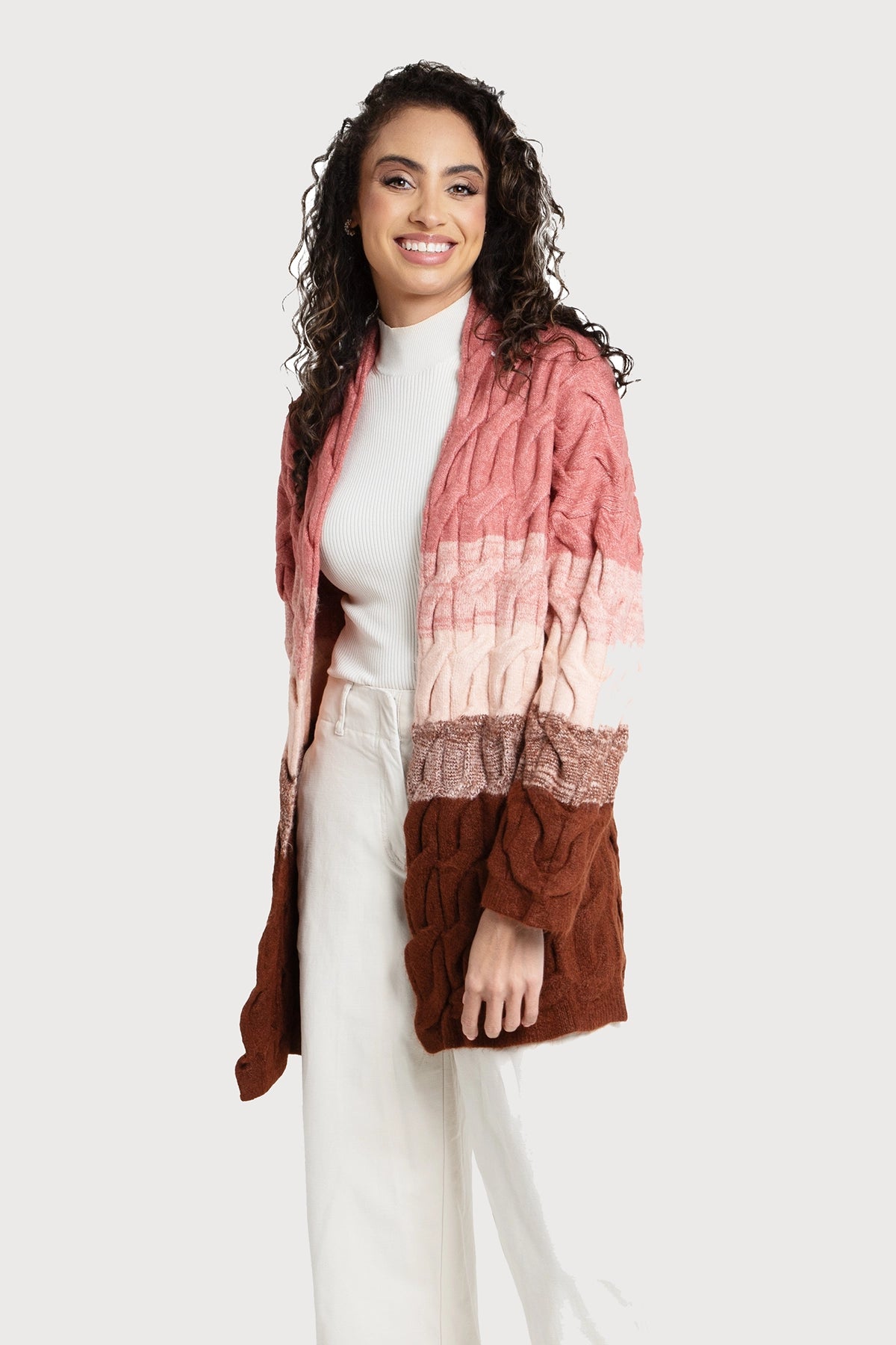 Cable Knit Color Block Cardigan Edgy Women's Punk