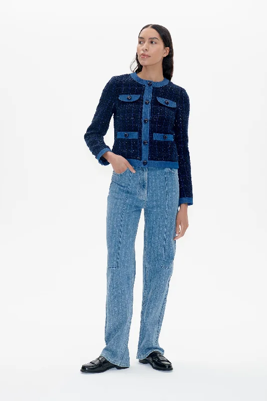 BEATE | Blue Boucle Sleek Women's Metallic