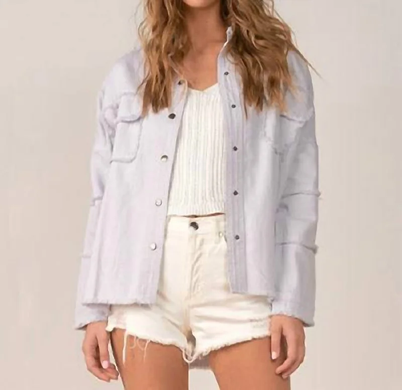Rock And Roll Button Up Jacket In Grey Vacation