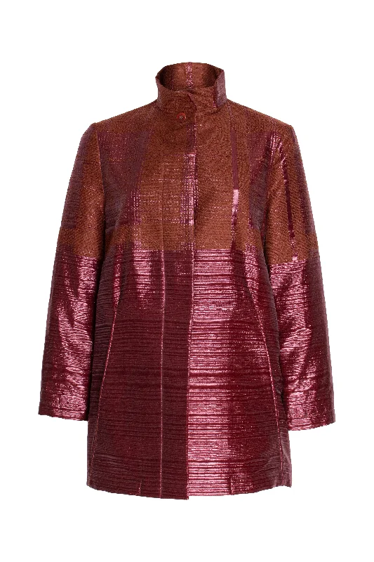 High Collar 3/4 Coat - Copper Border 8661 Monochromatic All - in - one