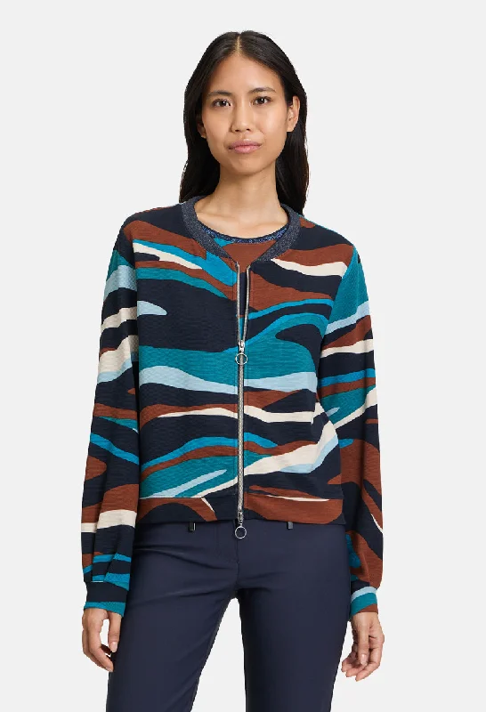 Patterned Zip Up Cardigan Earthy Women's Hemp - based