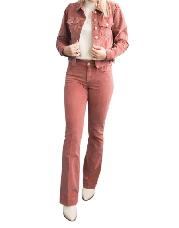 Roselyn Frayed Hem Jacket In Red Disco