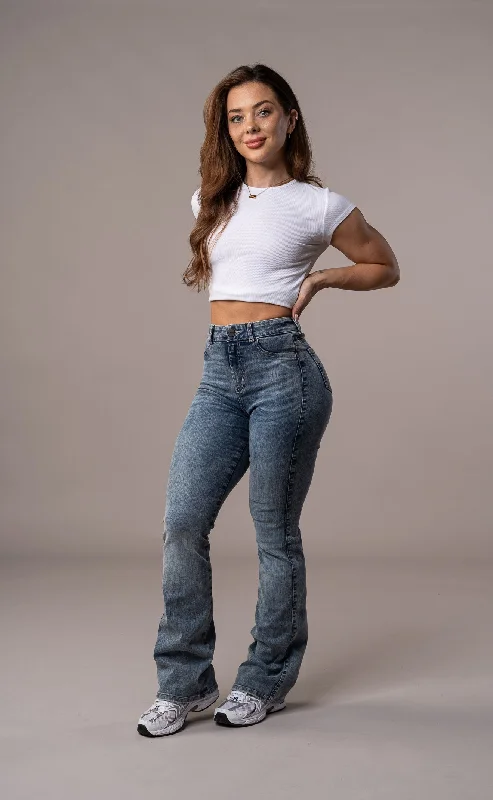 Womens Flared Fitjeans - 80s Blue Vintage Women's 1970S 