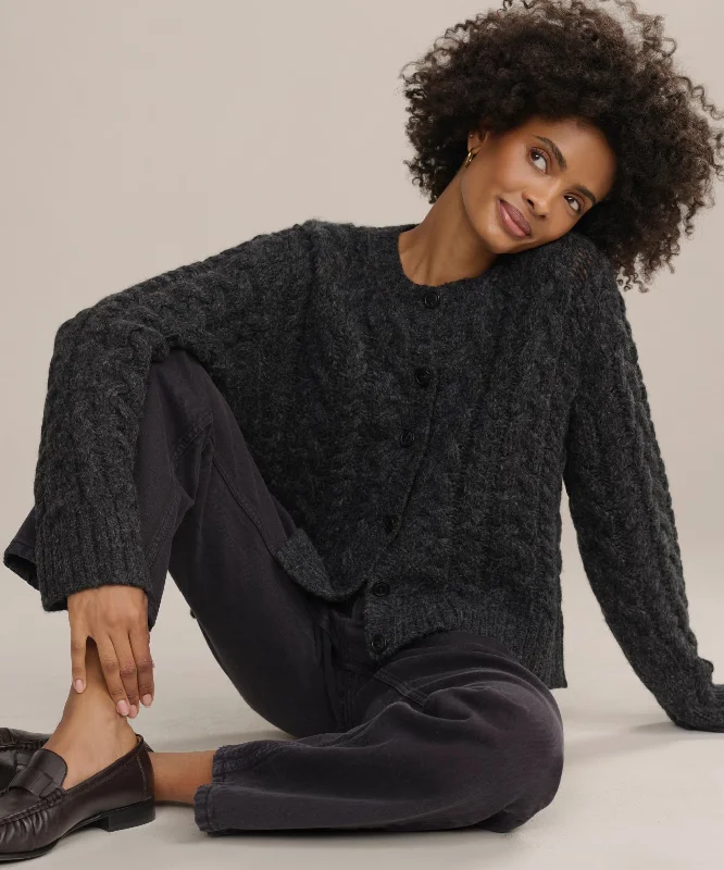 Cable Juliette Cardigan Cozy Women's Sherpa - lined