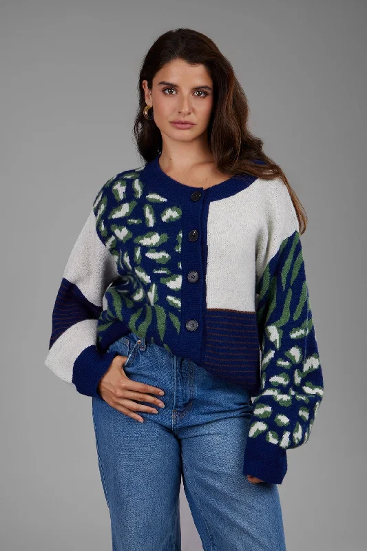 Multi Patterned Tie-Back Cardigan Monochromatic All - in - one