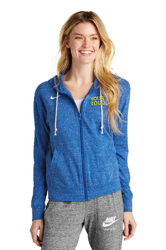 Nike Ladies Vintage Customized Zip Hoodies, Team Royal Dapper Women's Bow - adorned