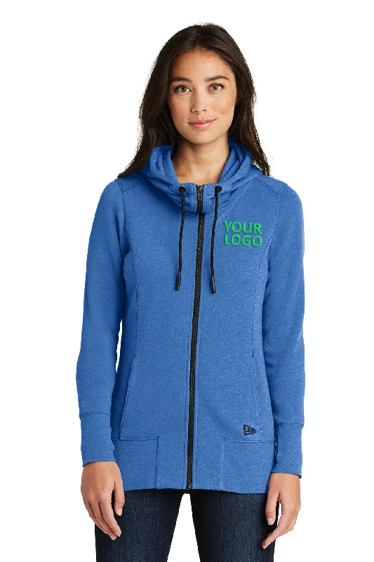 New Era Ladies Tri Blend Fleece Custom Zip Hoodies, Royal Heather Refined Women's 