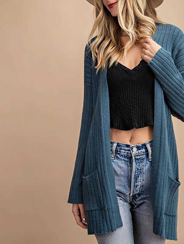 Lovely Life Ribbed Cardigan Monochromatic All - in - one