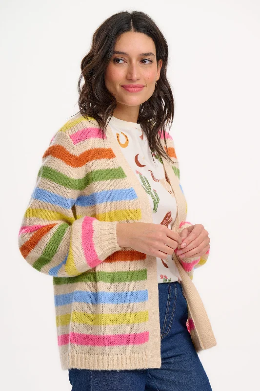 Yvette Cardigan - Cream/Multi, Soft Rainbow performance