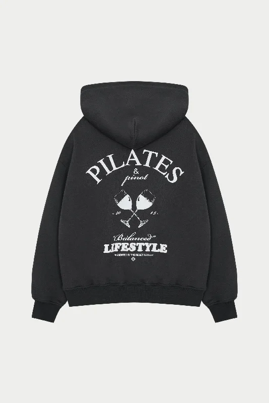 PILATES & PINOT OVERSIZED HOODIE - CHARCOAL Vintage Women's 1970S 