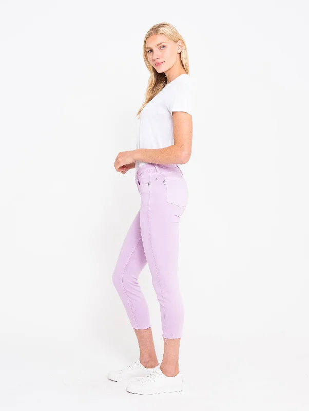 Twisted Seam Skinny Crop w/Raw Hem in Lilac Classic Women's Tweed