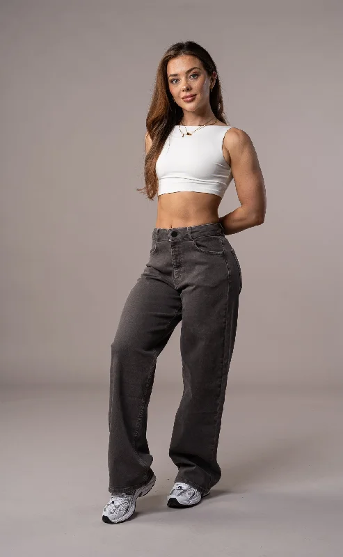 Womens Pastel Baggy Fitjeans - Charcoal British Gentlewoman Style