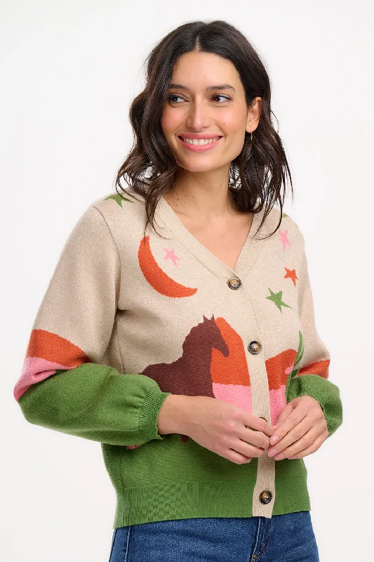Adrian Cardigan - Oatmeal, Desert Cowgirl Tough Women's Military - inspired