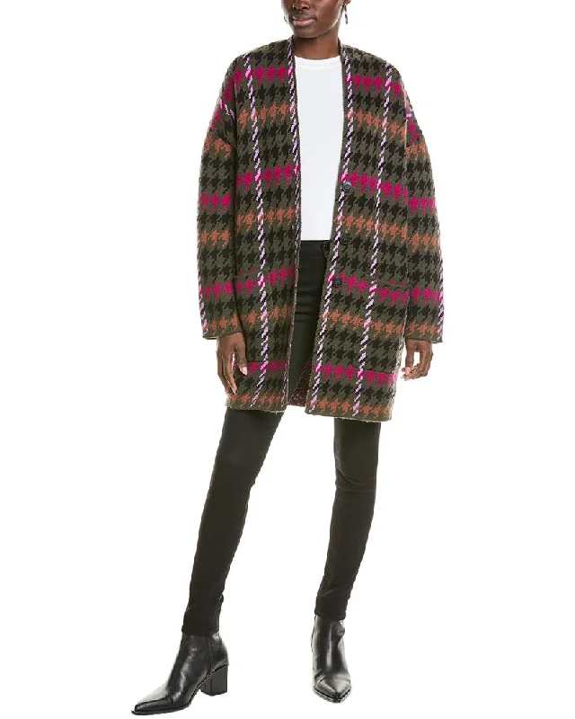 NAADAM Luxe Houndstooth Jacquard Wool Coat Sleek Women's 