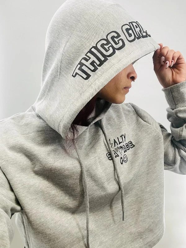 Salty Savage Ladies “THICC GIRLS CLUB” Cropped Hoodie | Dead Head Collection Edgy Women's Punk