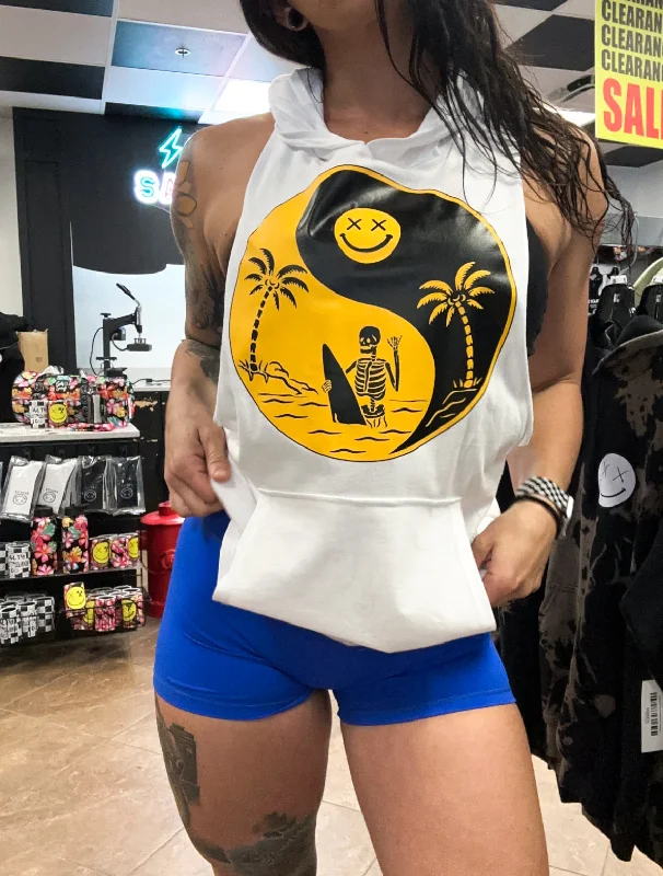 Salty Savage Unisex “Yin Yang” Sleeveless Muscle Tank Hoodie Australian Beach