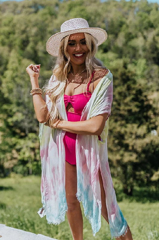 Around The Pool Tie Dye Overlay In Lime Punch Cool Women's Distressed