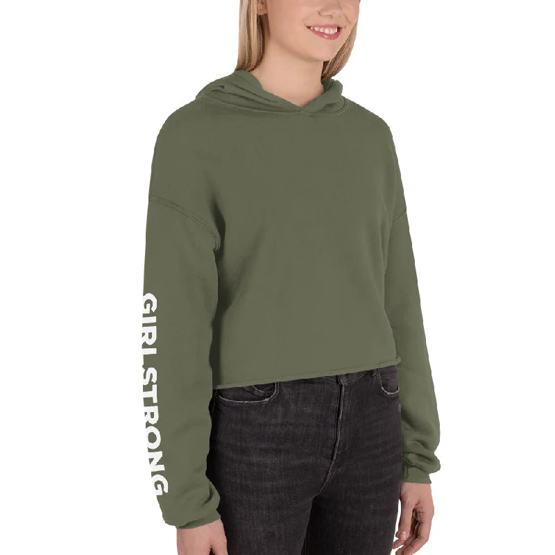 EVERYDAY FLEECE, COZY CHIC CROPPED HOODIE MILITARY GREEN Artistic Women's Avant - 