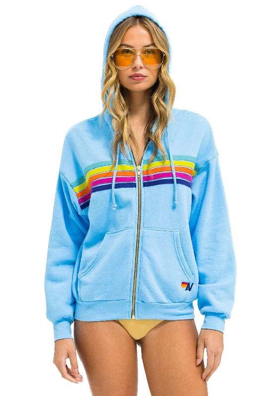 5 STRIPE RELAXED ZIP HOODIE - SKY // RAINBOW Relaxed Women's Beachy