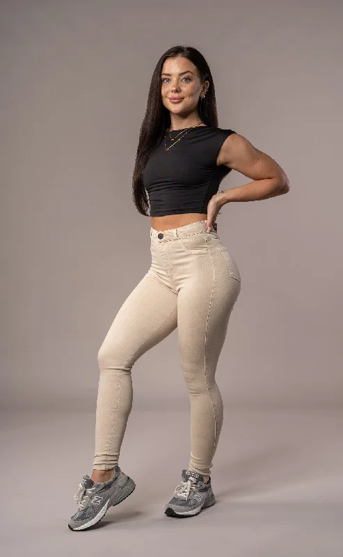 Womens Pastel Fitjeans - Sand Confident Women's High - fashion