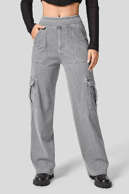 High Waist Straight Leg Cargo Jeans Street
