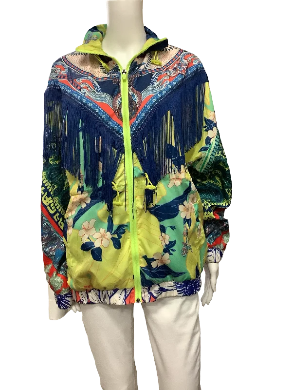 Anthropologie Farm Jacket Bright Multicolor Lined Windbreaker Fringe Size: XS Hip Women's Urban