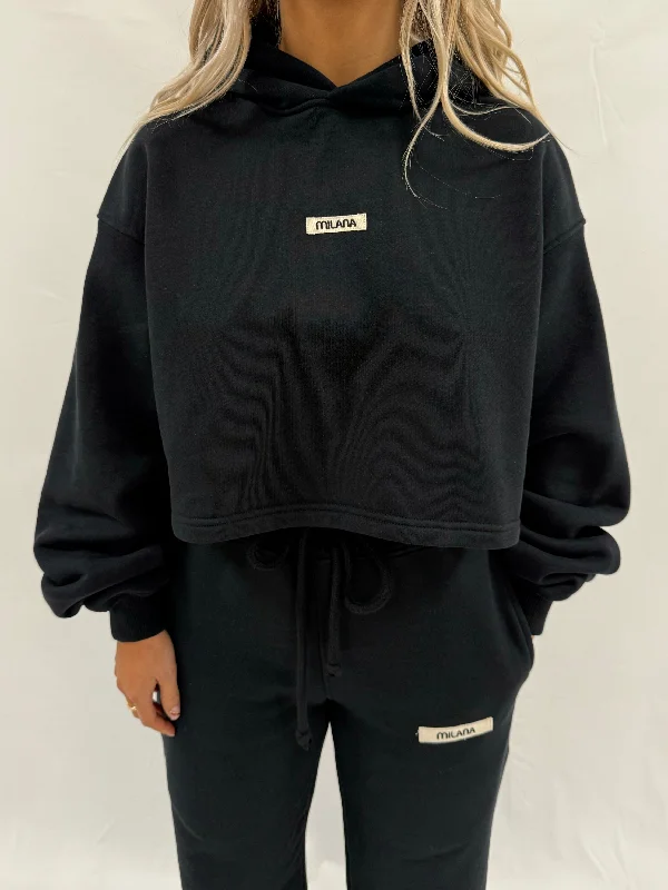 Black Core Heavyweight Cropped Hoodie. Gym