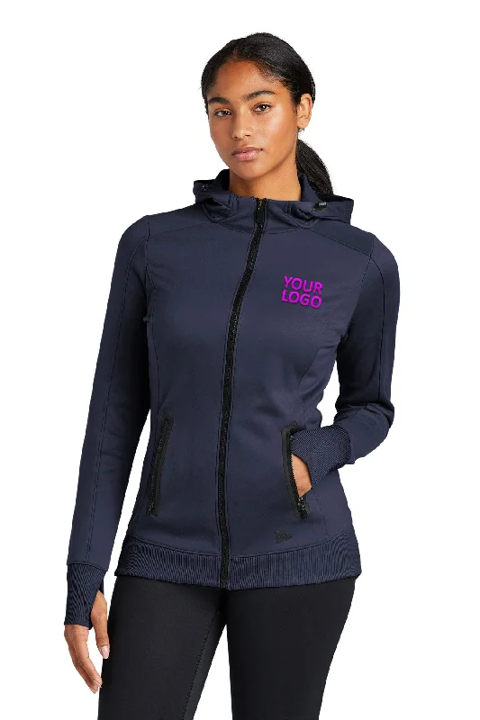 New Era Ladies Venue Custom Zip Hoodies, True Navy Sustainable Organic