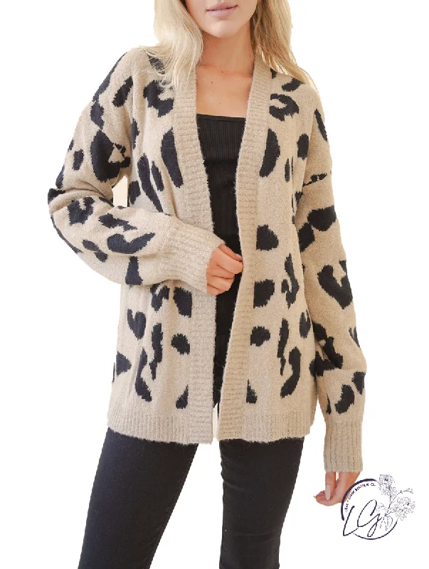 I'm Better Now Leopard Cardigan Polished Women's Silk