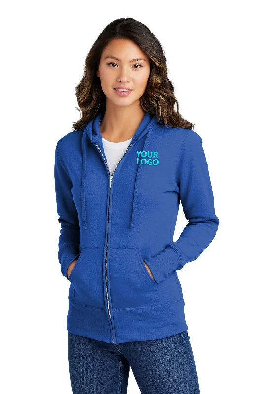 Port & Company Ladies Core Fleece Custom Zip Hoodies, Royal Feminine Women's Soft 