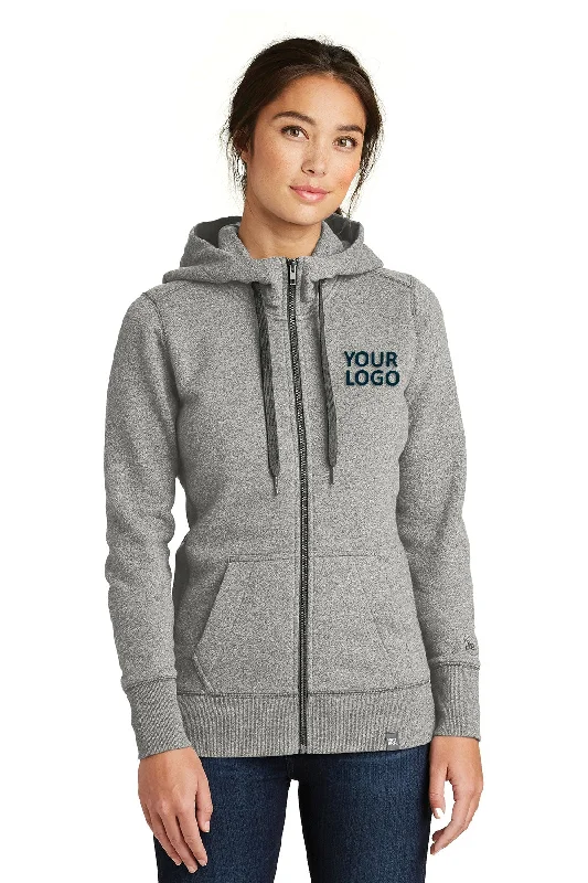 New Era Ladies French Terry Custom Zip Hoodies, Light Graphite Twist Classic Women's Pin - striped
