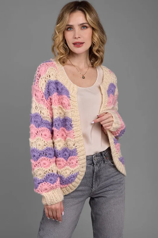 Knitted Pastel Rolling Hills Cardigan Classic Women's Tweed