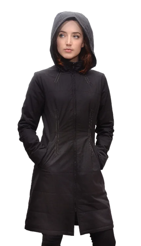 Gotham Water Repellent Zip Off Hood Quilted Coat Practical Women's Quick - dry