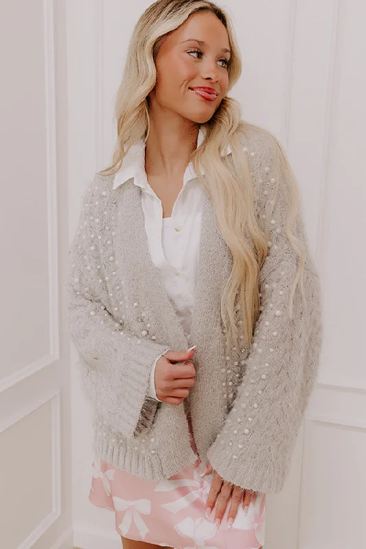 Fall Gratitude Embellished Cardigan In Grey Relaxed Women's 