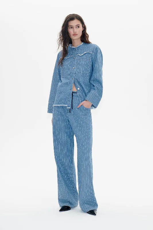 BO | Blue Pinstripe Denim Vintage Women's 1970S 