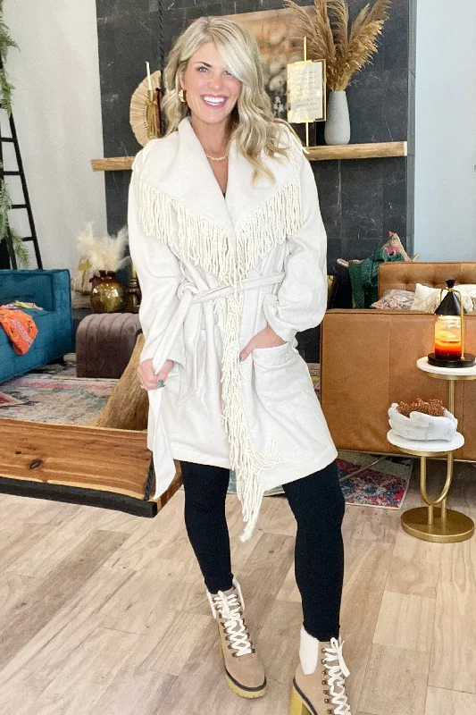 Fringe Belted Jacket Contemporary 