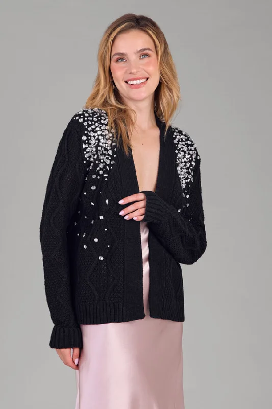 Jewel Embellished Cardigan Cool Women's Distressed