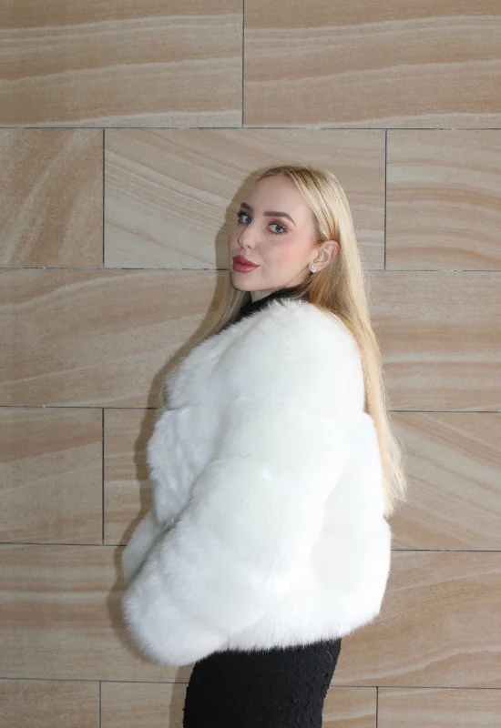 Three Panel Coat Pure White Refined Women's Velvet