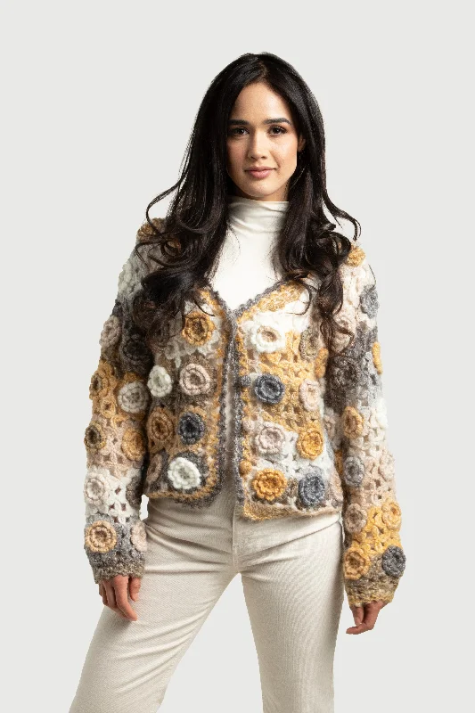 Crochet Floral Pattern Cardigan Practical Women's Quick - dry