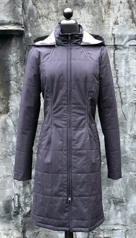 Gotham Water Repellent Zip Off Hood Quilted Coat/ Navy Earthy Women's Hemp - based