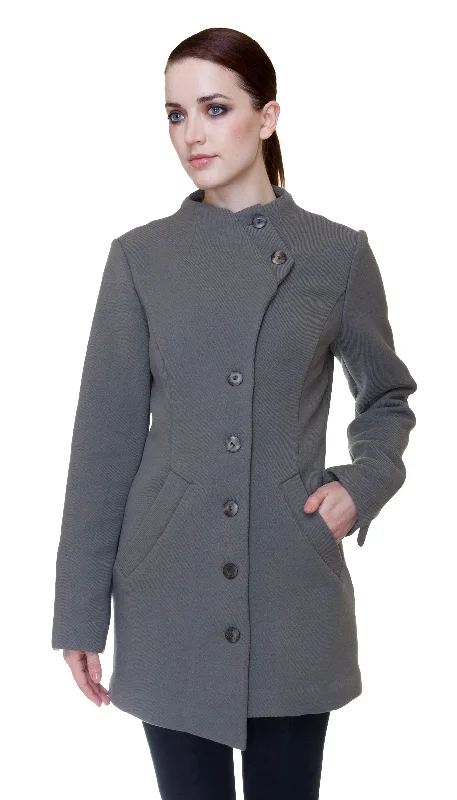Mock Military Button Front Coat/ Putty Sporty Women's Athleisure 