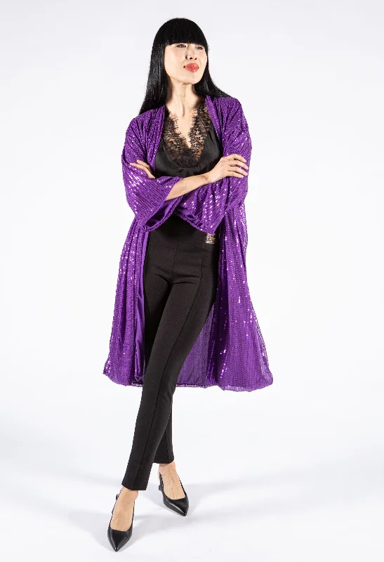 Sequin Stripe Cardigan Cozy Women's Sherpa - lined