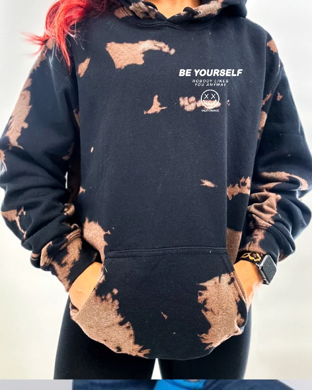 Salty Savage Unisex "Be Yourself" Bleach Washed Hoodie | Basic Sustainable Organic