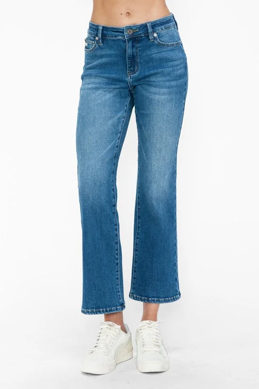 bytos Full Size Cat's Whiskers Mid Rise Ankle Jeans Relaxed Women's 