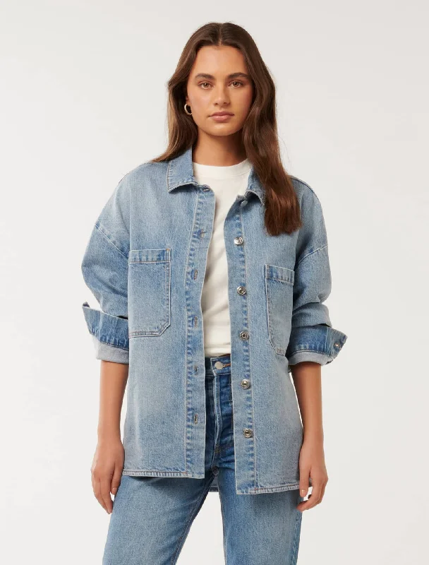 Estelle Shacket Cozy Women's Sherpa - lined